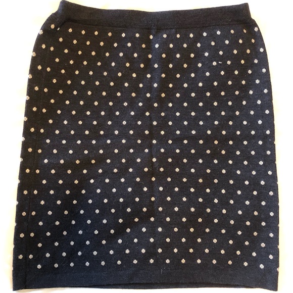 Club Monaco wool skirt - navy & silver polka dots - Picture 1 of 4